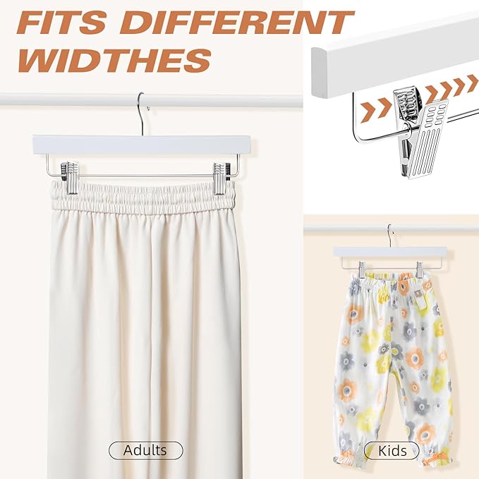 BAGAIL 10 Pack Wooden Pants Hangers - Image 4