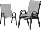 UDPATIO Patio Chairs Set of 4, Stackable Outdoor Dining Chairs with High Back, Breathable Textilene Fabric Outdoor Chair All Weather, 350LBS Capacity for Garden, Backyard (Light Grey) by UDPATIO