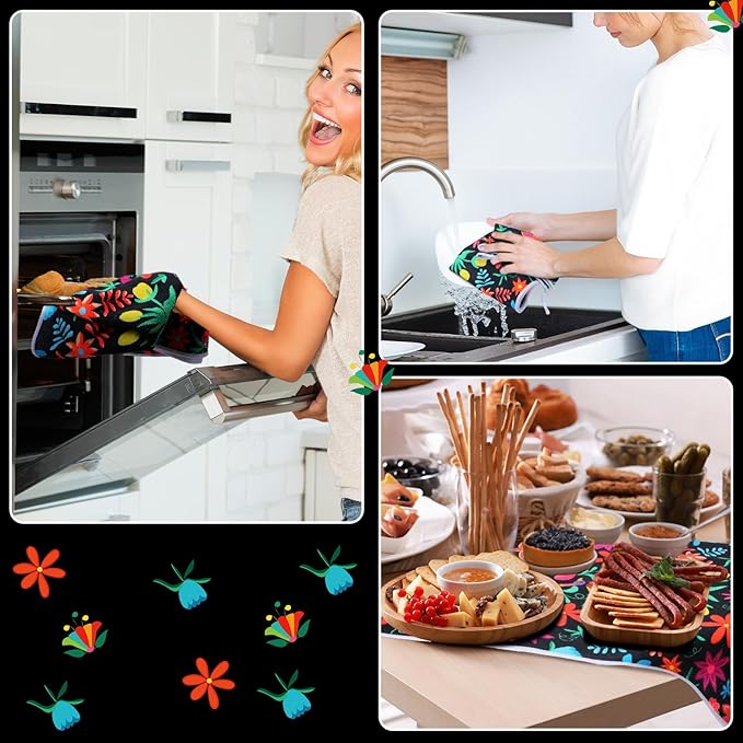 Breling Set of 6 Mexican Kitchen Towels Colorful Flowers Mexican Themed Dish - Image 6