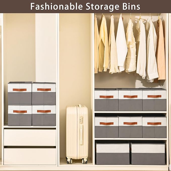 8 Pack Large Storage Bins with Handle, Collapsible Storage Basket - Image 3