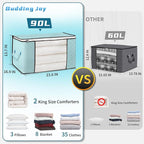 Budding Joy 90L Large Storage Bags, 8 Pack Clothes Storage Bins Foldable Closet - Image 2