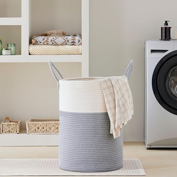 VIPOSCO Large Laundry Hamper, Tall Woven Rope Storage Basket - Image 7