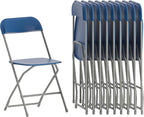 Flash Furniture Hercules Series Plastic Folding Chairs for Parties and Weddings, Stackable Commercial Event Seats, Set of 10, Blue by FlashFurniture