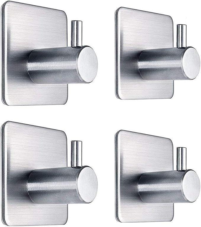 Adhesive Towel Hooks Heavy Duty Wall Hooks Waterproof Stainless Steel Hanger by Fotosnow