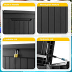 ROJIK Outdoor Storage Housing Deck Box,Waterproof Patio Furniture, Garden Tools,Cushions,Pool Accessories Storage Bench with Lockable Lid and Side Handles (Black,280 Gal) - Image 4