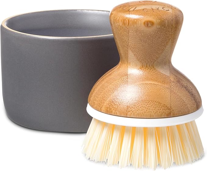 Full Circle Bubble Up Bamboo Dish Brush & Ceramic Soap Dispenser – Family Safe by FULLCIRCLE