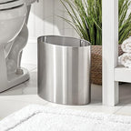 mDesign Stainless Steel Metal Oval Trash Can, 7.9 Liter/2.09 Gallon Wastebasket - Image 2