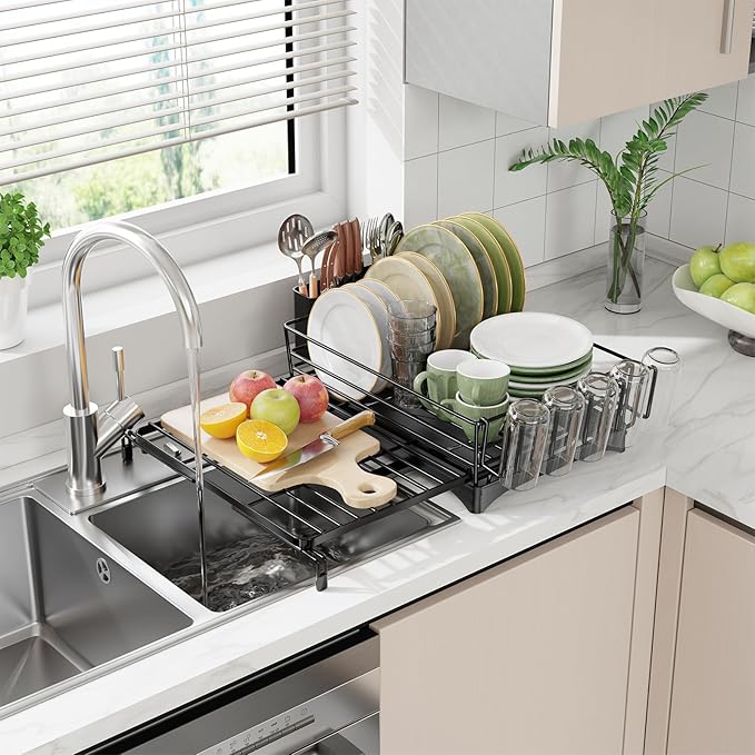 Expandable Dish Drying Rack for Kitchen Counter, Large Capacity Dish Drainer - Image 7