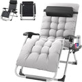 VINGLI 29" Padded Zero Gravity Chair, Lounge Chair with Removable Cushion & Tray， Folding Reclining Patio Chairs， Recliner Chair for Lawn，Indoor Outdoor-Grey by VINGLI