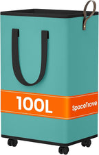 Laundry Basket with Wheels, Collapsible Laundry Baskets, Laundry Hamper with by Unknown