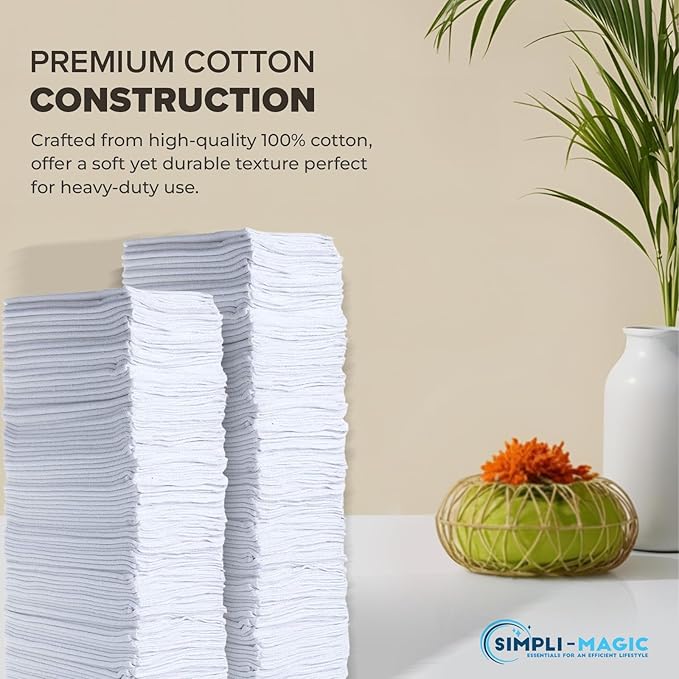 Simpli-Magic Cotton Shop Towels 14"x12" – Reusable Cleaning Shop Rags - Image 5