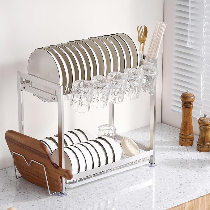 Dish Drying Rack, Double Layered countertop Kitchen Organizer by Unknown