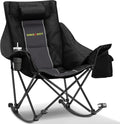 Oversized Rocking Camping Chair with Headrest & Cup Holder - 400lbs Capacity, 600D Oxford Fabric, Easy Fold Portable Outdoor Rocker Chair for Camping, Backyard, Beach, Deep Gray by Unknown