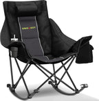 Oversized Rocking Camping Chair with Headrest & Cup Holder - 400lbs Capacity, 600D Oxford Fabric, Easy Fold Portable Outdoor Rocker Chair for Camping, Backyard, Beach, Deep Gray by Unknown