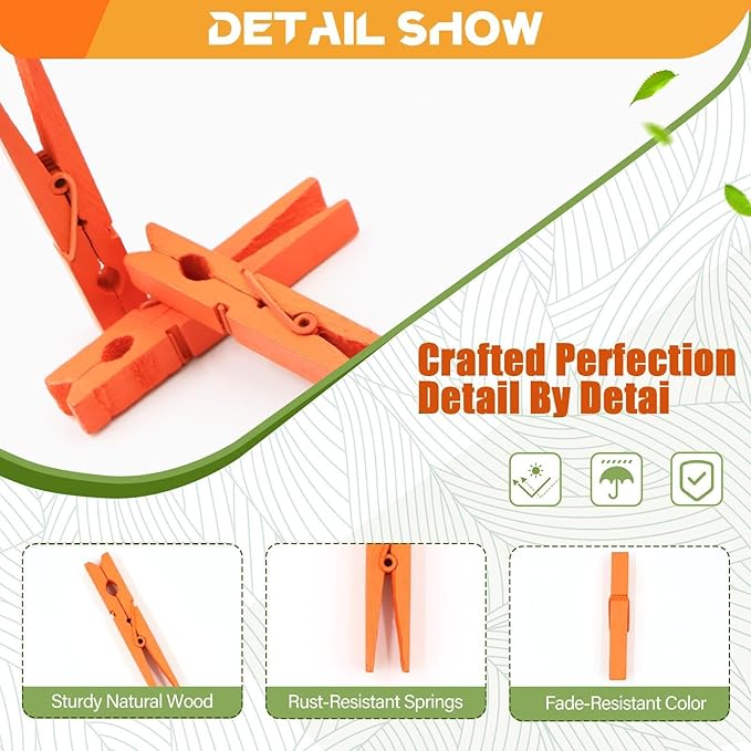 100 Pack Colored Clothespins Wooden 2.9 Inch, Clothing Pins Clips - Image 2