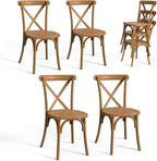 VINGLI Plastic Outdoor Dining Chairs Set of 4, Stackable Patio Farmhouse Brown Dining Chairs with X Back, Waterproof Kitchen & Dining Room Chairs for Indoor-Outdoor, Capacity 400 lbs by VINGLI