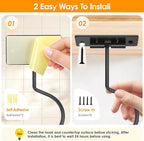 2PCS Self Adhesive Banana Hook Under Cabinet Foldable Banana Hanger Black Metal - Image 4