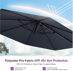 PURPLE LEAF 10 Feet Patio Umbrella with Base Outdoor Cantilever Round Umbrella Aluminum Offset Umbrella with 360-degree Rotation for Garden Deck Pool Patio, Grey - Image 5