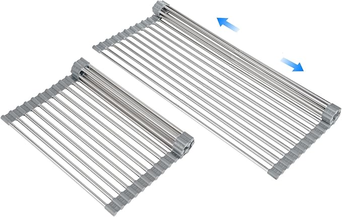 Large Expandable Roll Up Dish Drying Rack, Heat-Resistant Dish Drainer by ARAINY
