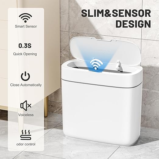 Motion Sensor Small Trash Can for Bathroom, 3.5 Gallon Automatic Touchless - Image 3
