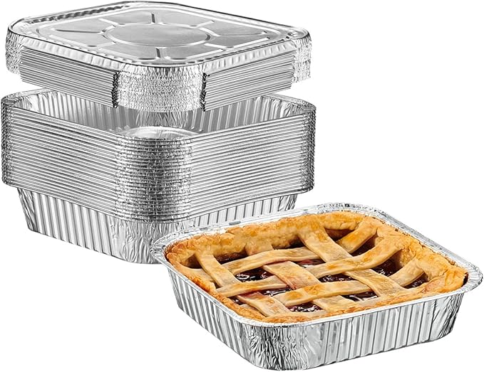 GUSTO [25 Sets 8-Inch Square Foil Pans by GUSTO