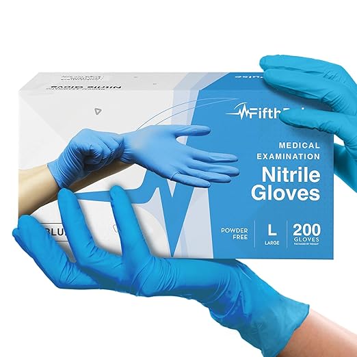 Blue Nitrile Disposable Gloves Large, Dental and Surgical Grade by FifthPulse