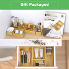 Bamboo Bathroom Drawer Organizer Dividers, Wooden Kitchen Utensil Holder Set of - Image 3