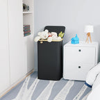 SUOCO Laundry Basket with Lid, 29 Gal Clothes Hamper with Bamboo Handles - Image 4