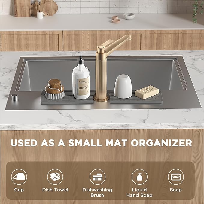 Faucet Mat for Kitchen Sink, Diatomite Stone Drying Sink Protectors, Bathroom - Image 8