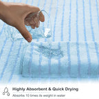 8 Pcs Blue Cabana Stripe Bath Sheet Set Oversized Bath Towel-2 Bathroom Sheets - Image 5