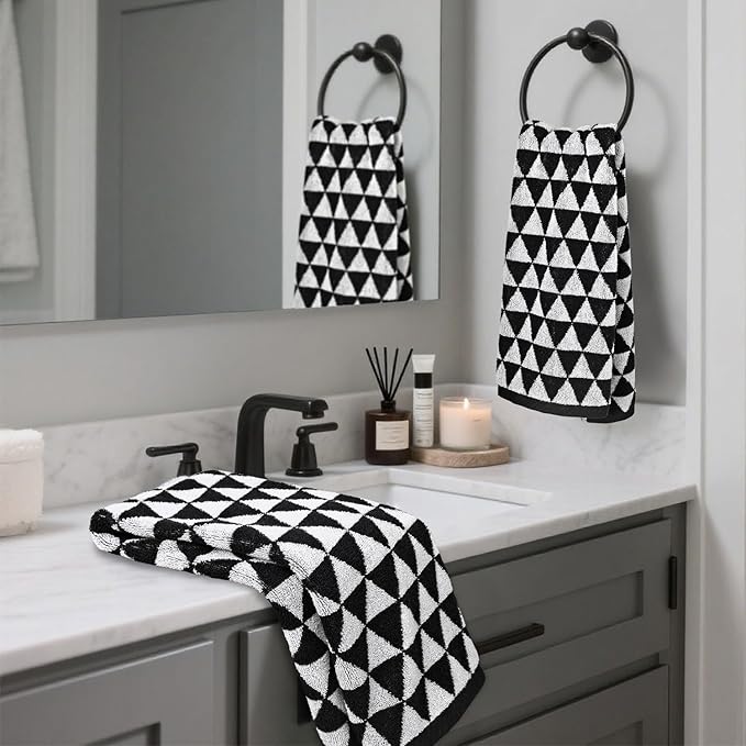 Black and White Hand Towels, 4 Pack Cotton Soft Face Towel 13x29 Inches - Image 4