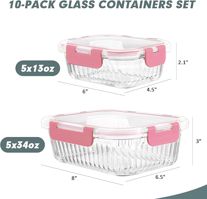 KOMUEE 10 Packs Glass Meal Prep Containers - Image 2