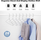 Amber Home 20 Pack Heavy Duty Metal Shirt Coat Hangers, Stainless Steel Clothes - Image 7