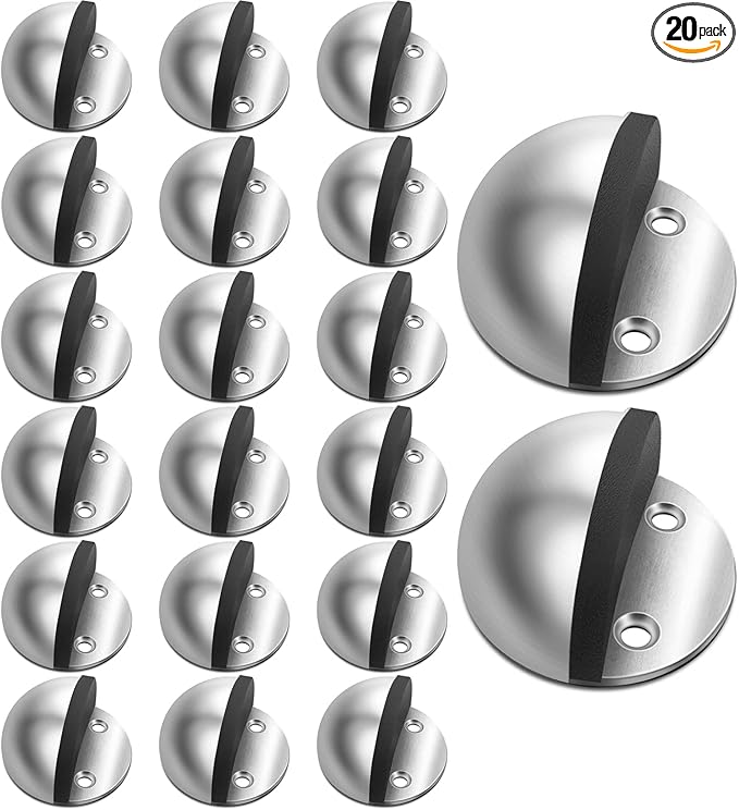 20 Pack Door Stops Self Adhesive Floor Door Stoppers Stainless Steel No Drill by Gudui