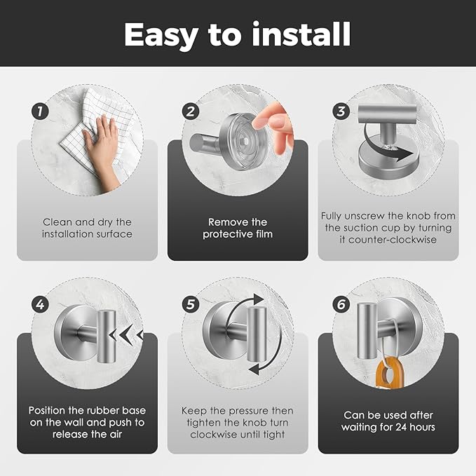 Shower Hooks for Inside Shower, No-Drill Removable&Reusable Towel Hooks for - Image 4