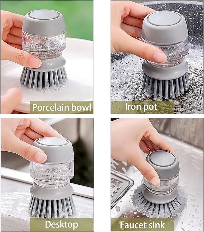 Soap Dispenser Dish Brush Palm Brush Scrub Brush Equipped - Image 7