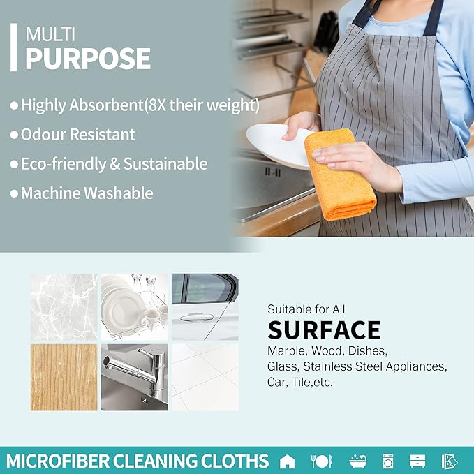 HOMERHYME Microfiber Cleaning Cloth, 20 Pack Cleaning Rags, Washable Reusable - Image 7