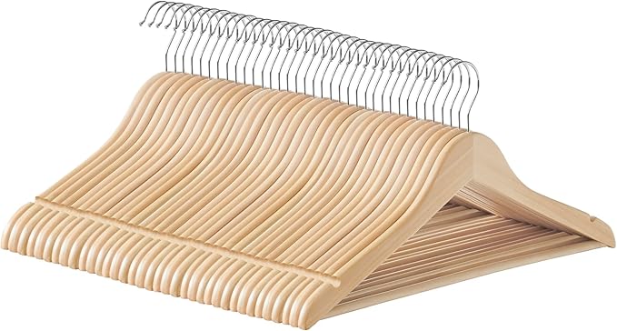 SONGMICS Wooden Hangers, Coat Hangers, Pants Bar, 360° Swivel Hooks, by SONGMICSbySONGMICSHOME