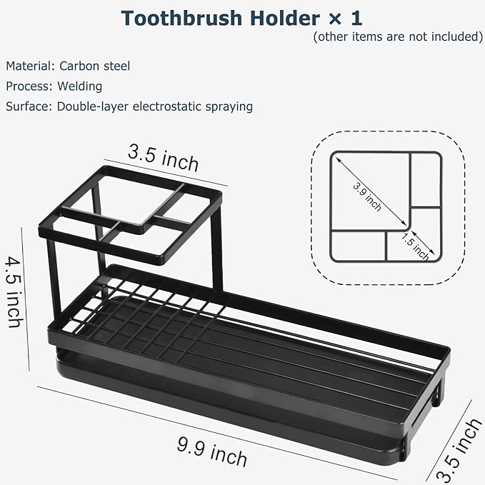 MYITYARD Toothbrush Holders for Bathrooms, 4 Slots Rustproof Metal Tooth - Image 2
