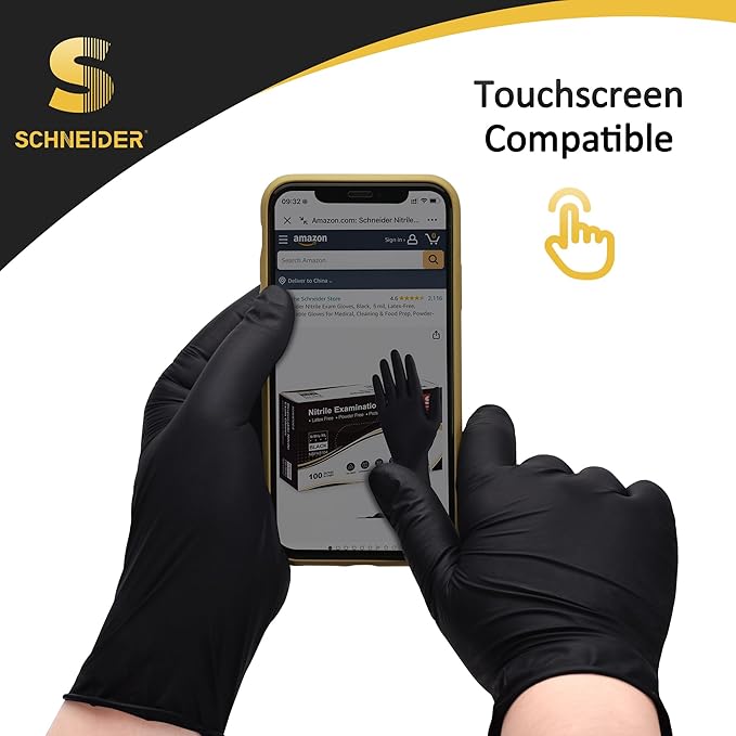 Schneider Black Nitrile Exam Gloves, 5 Mil Disposable Gloves, Latex Free & - Image 9
