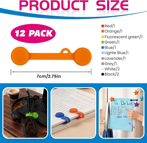 12pcs Silicone Magnetic Cord Organizer Cable Ties Reusable Clips, Cable Straps - Image 2