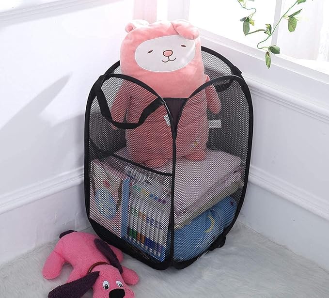 2 Pack Pop Up Laundry Hampers, Collapsible Mesh Laundry Basket, Foldable - Image 4