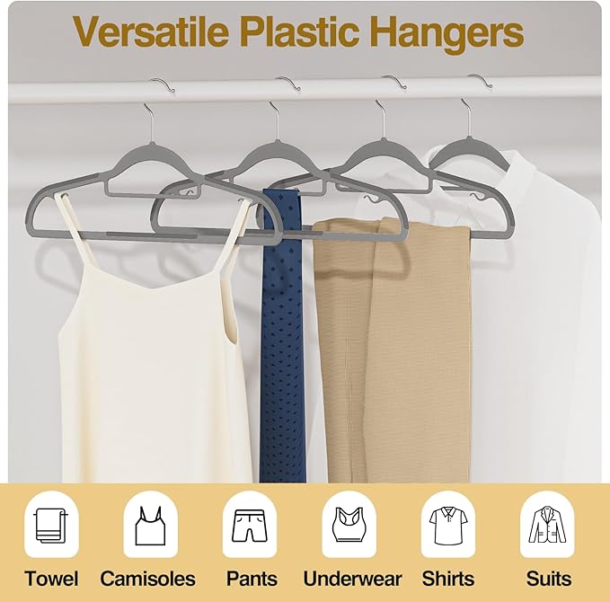 Plastic Hangers 50 Pack, 16.5 in Heavy Duty Clothes Hangers - Image 7