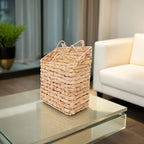 2-Tier Wall Hanging Wicker Water Hyacinth storage baskets Set, Woven Rustic - Image 6