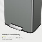 EKO Madison Nardo Grey Stainless Steel 50 Liter/13.2 Gallon Step Trash Can - Image 5