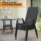 VINGLI Patio Chairs Set of 6 – Stackable Outdoor Dining Chairs with Comfortable Sling High Back Chairs and Armrests for Lawn, Poolside, Courtyard, Balcony, Garden, Black - Image 4