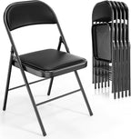VINGLI 6 Pack Folding Chairs with Padded Seats, Metal Frame with Pu Leather Seat & Back, Capacity 350 lbs, Black by VINGLI