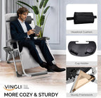 VINGLI 29" Padded Zero Gravity Chair, Lounge Chair with Removable Cushion & Tray， Folding Reclining Patio Chairs， Recliner Chair for Lawn，Indoor Outdoor-Grey - Image 4