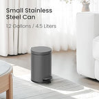 Cesun 1.2 Gallons Small Gray Trash Can, Bathroom Garbage Can - Image 2