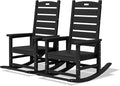 SERWALL Outdoor Rocking Chair Set of 2, Oversized Rocking Chair with Footboard for Adults, HDPE All Weather Resistant Rocking Chairs for Patio, 350lbs Weight Capacity, Black by SERWALL